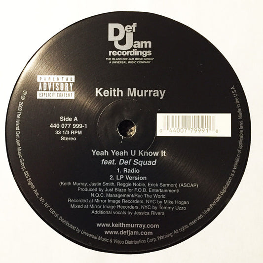 Keith Murray – Yeah Yeah U Know It – edition reference image