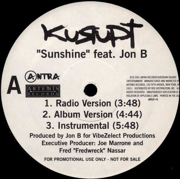 Kurupt – Sunshine / Can't Go Wrong – edition reference image