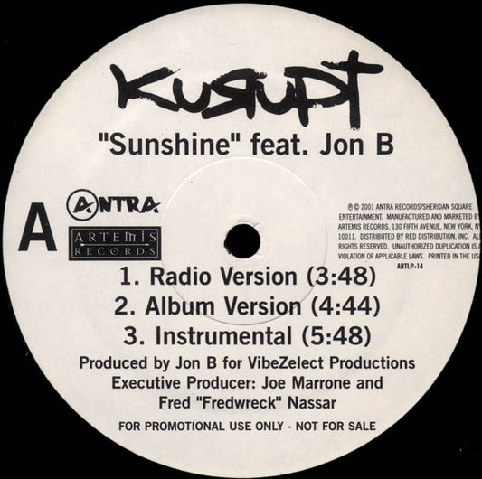 Kurupt – Sunshine / Can't Go Wrong – edition reference image