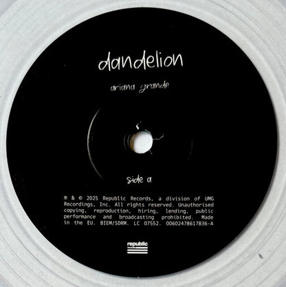 Ariana Grande – Dandelion – Clear Vinyl (7")
