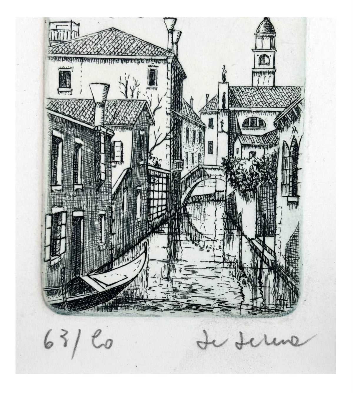 Venice Canal – Miniature Framed Etching – actual item photograph 3