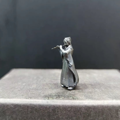 Miniature Brass Flute Player Figurine 3