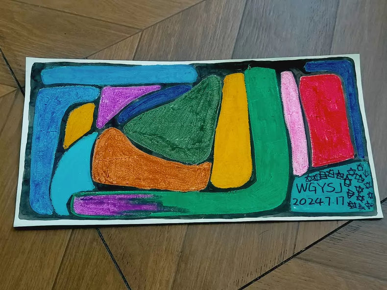 Colourful Abstract Paintings – Eight Individual Works – 20 × 45 cm