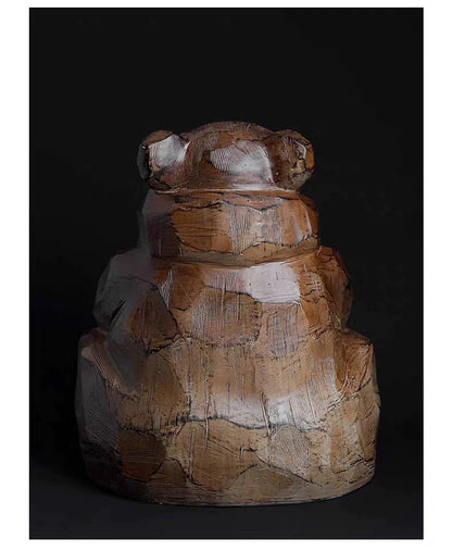 Guardian Bear Faux-Wood Resin Sculpture – 37 cm