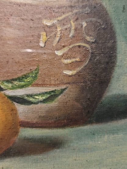 Ceramic Jar and Mandarin – Framed Oil Painting