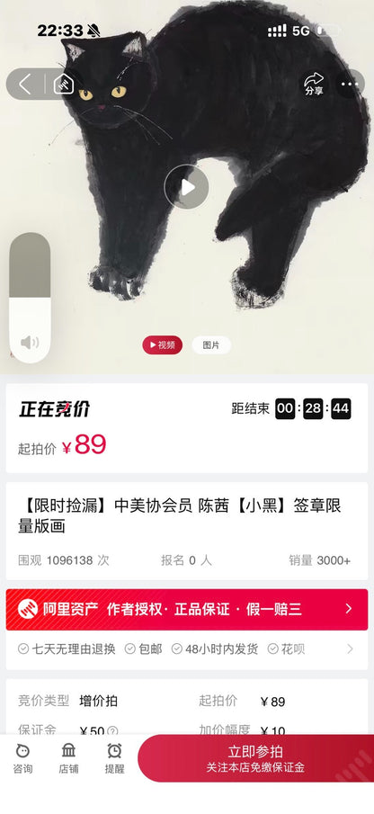Chen Qian – Little Black Cat – Limited Edition Digital Print
