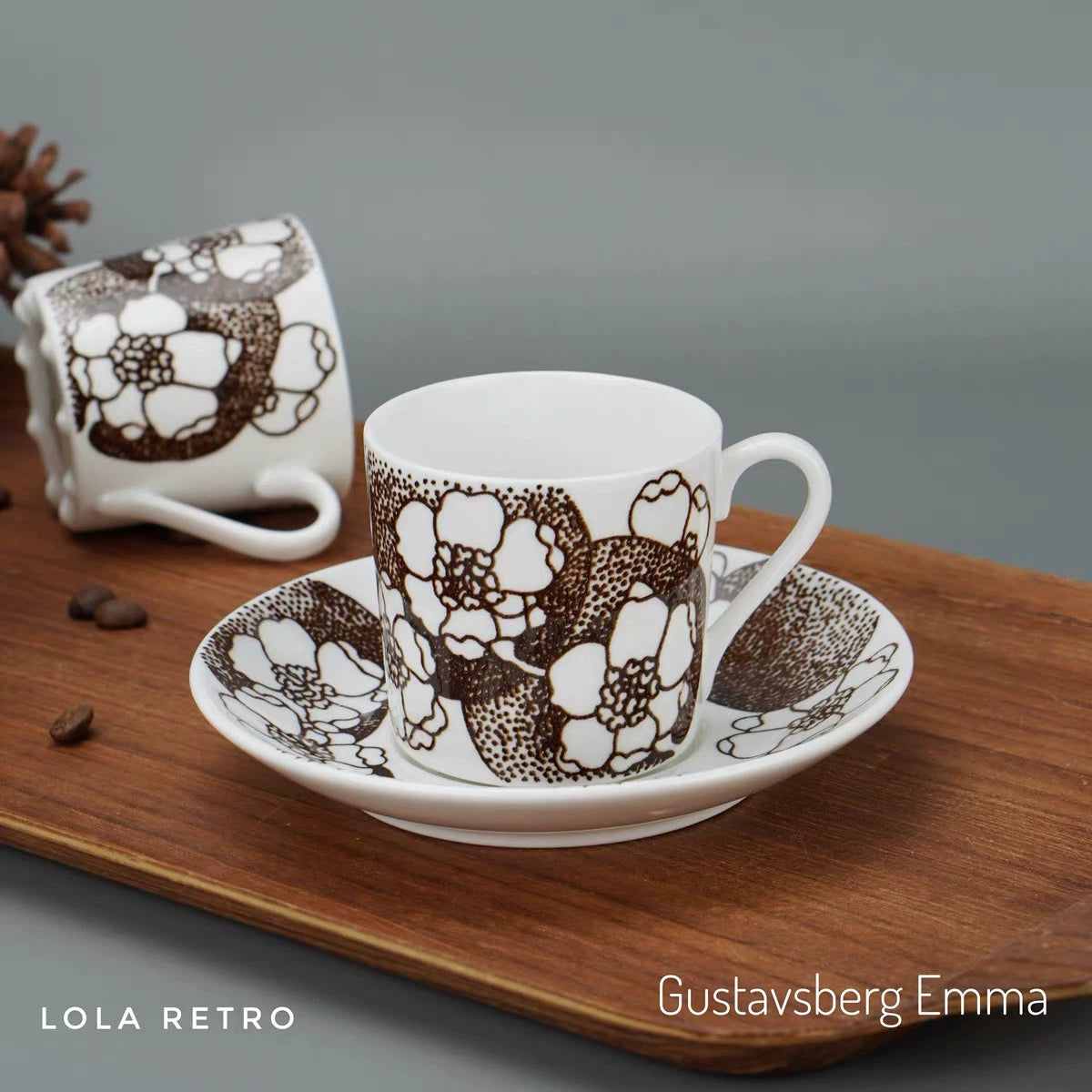 Gustavsberg Emma – Floral Cup and Saucer — front view
