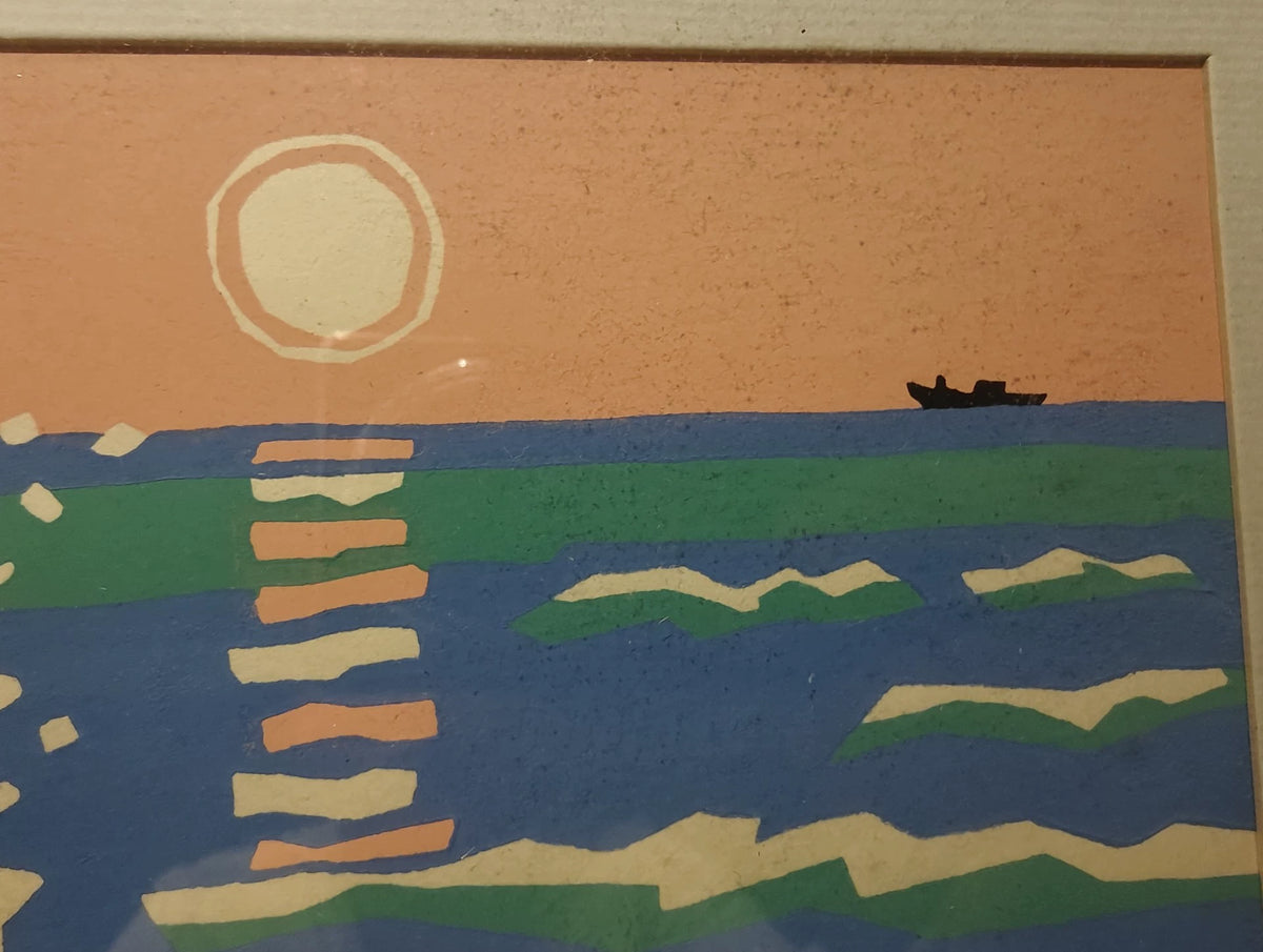 Saburo Miyata – Coastal Sunset – Framed Japanese Print – detail 2