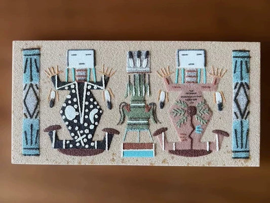Navajo Sandpainting – Three Figures – 7.5 × 15 cm