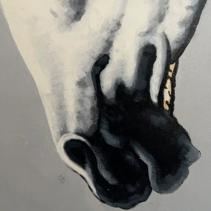 Vintage White Horse Portrait Oil Painting – Approx. 85 × 85 cm – actual product photo 6
