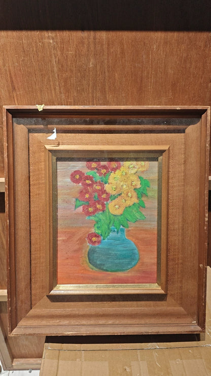 Flowers in a Blue Vase – Framed Painting