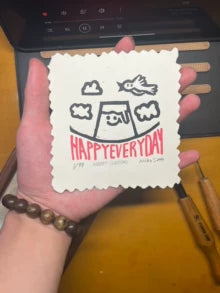 Bowen Happy Everyday — Framed Original Woodcut
