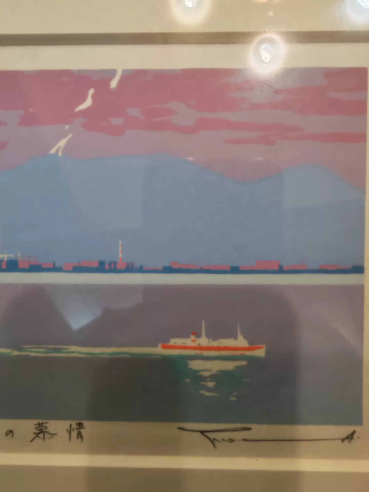 Takeo Honma – Harbour Longing – Signed Framed Print 48/300 – detail 4