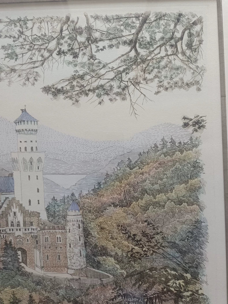 織田義郎 – Signed Framed Landscape Etching