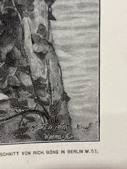 1893 German Wood Engraving of Sappho – 41 × 29 cm