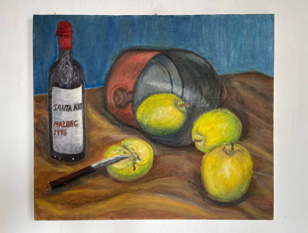Lemons and Wine Bottle – Unframed Still Life