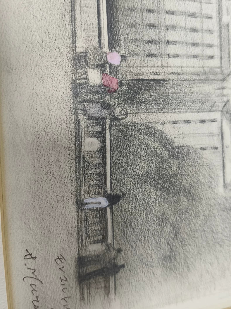 村田鹿治 – Paris Landscape Drawing – Framed