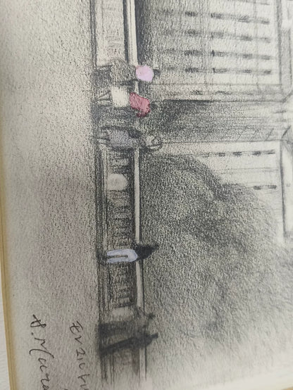 村田鹿治 – Paris Landscape Drawing – Framed