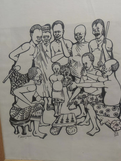 P. Manjana – Board Game Scene – Signed Framed Screenprint 153/300