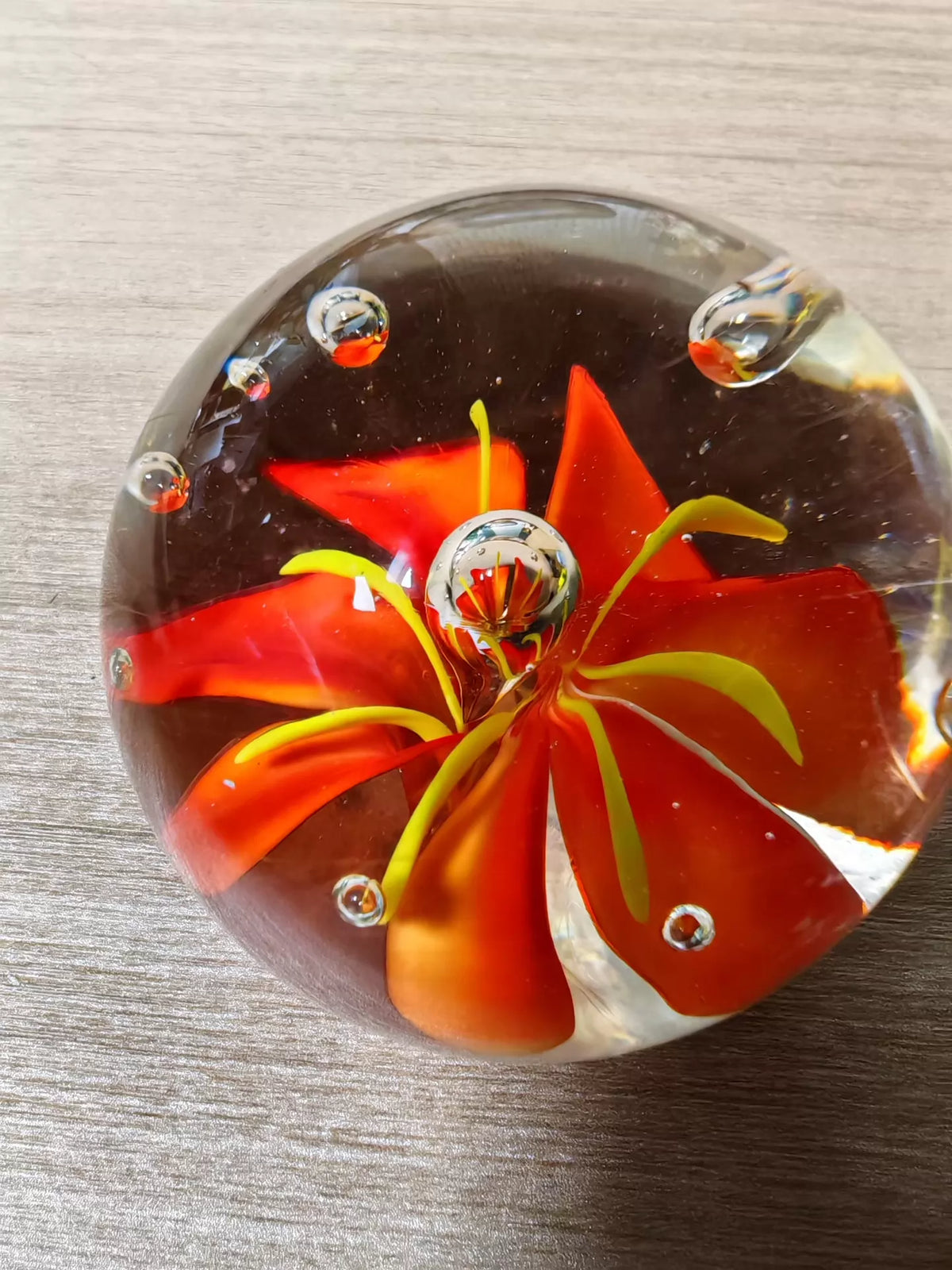 Orange Flower Glass Paperweight, 6 cm 3