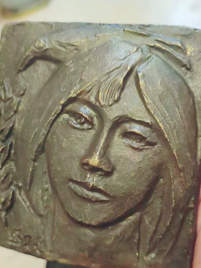 Japanese Taisho-Period Bronze Relief Figure Wall Ornament — detail 3