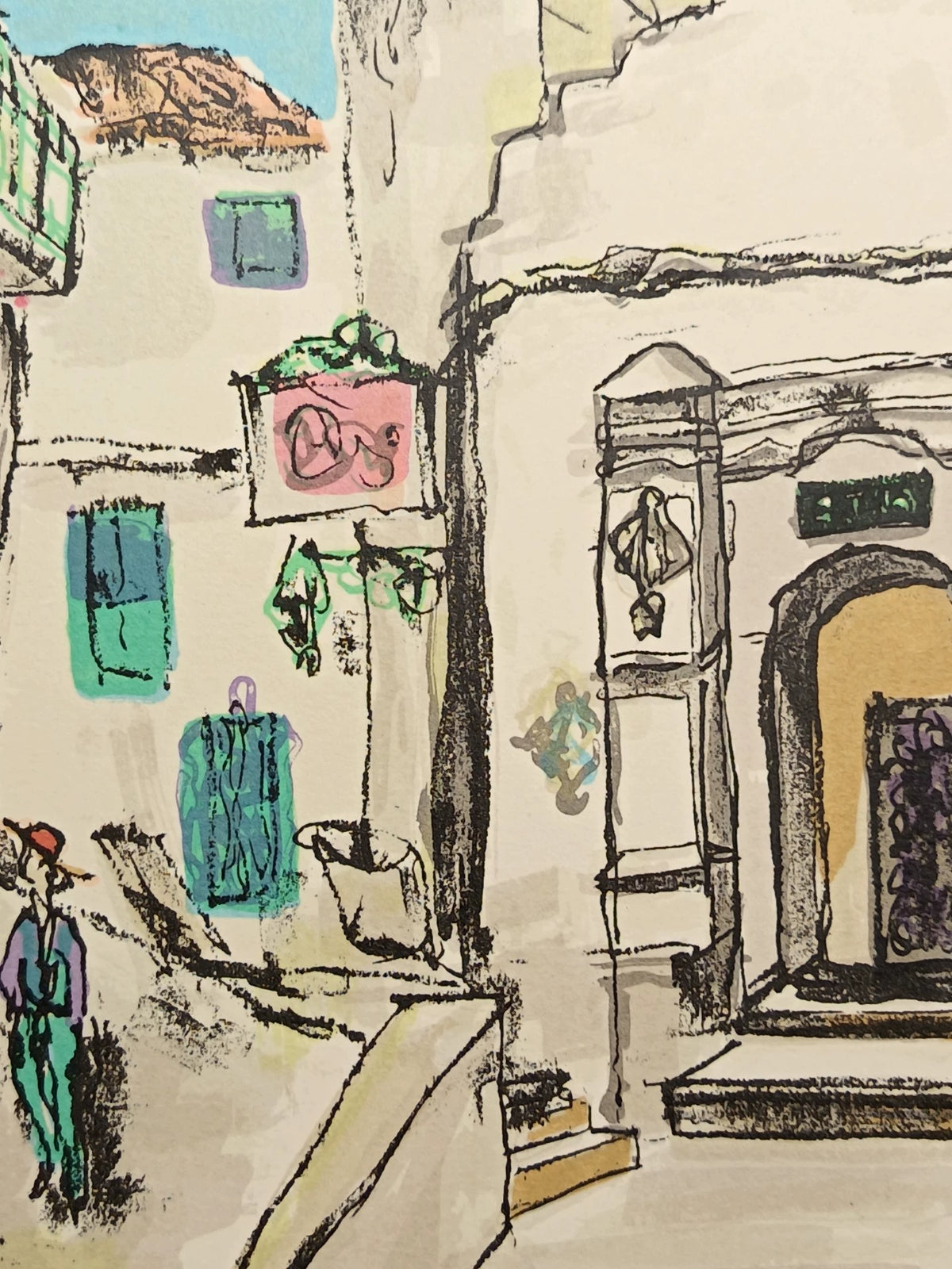 K. Nishikawa – Mediterranean Village – Signed Artist Proof Framed Print – detail 5