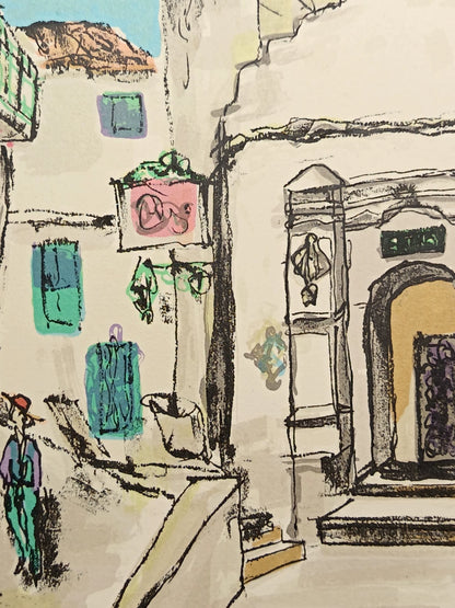 K. Nishikawa – Mediterranean Village – Signed Artist Proof Framed Print – detail 5