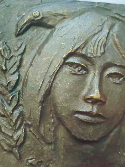 Japanese Taisho-Period Bronze Relief Figure Wall Ornament — detail 4