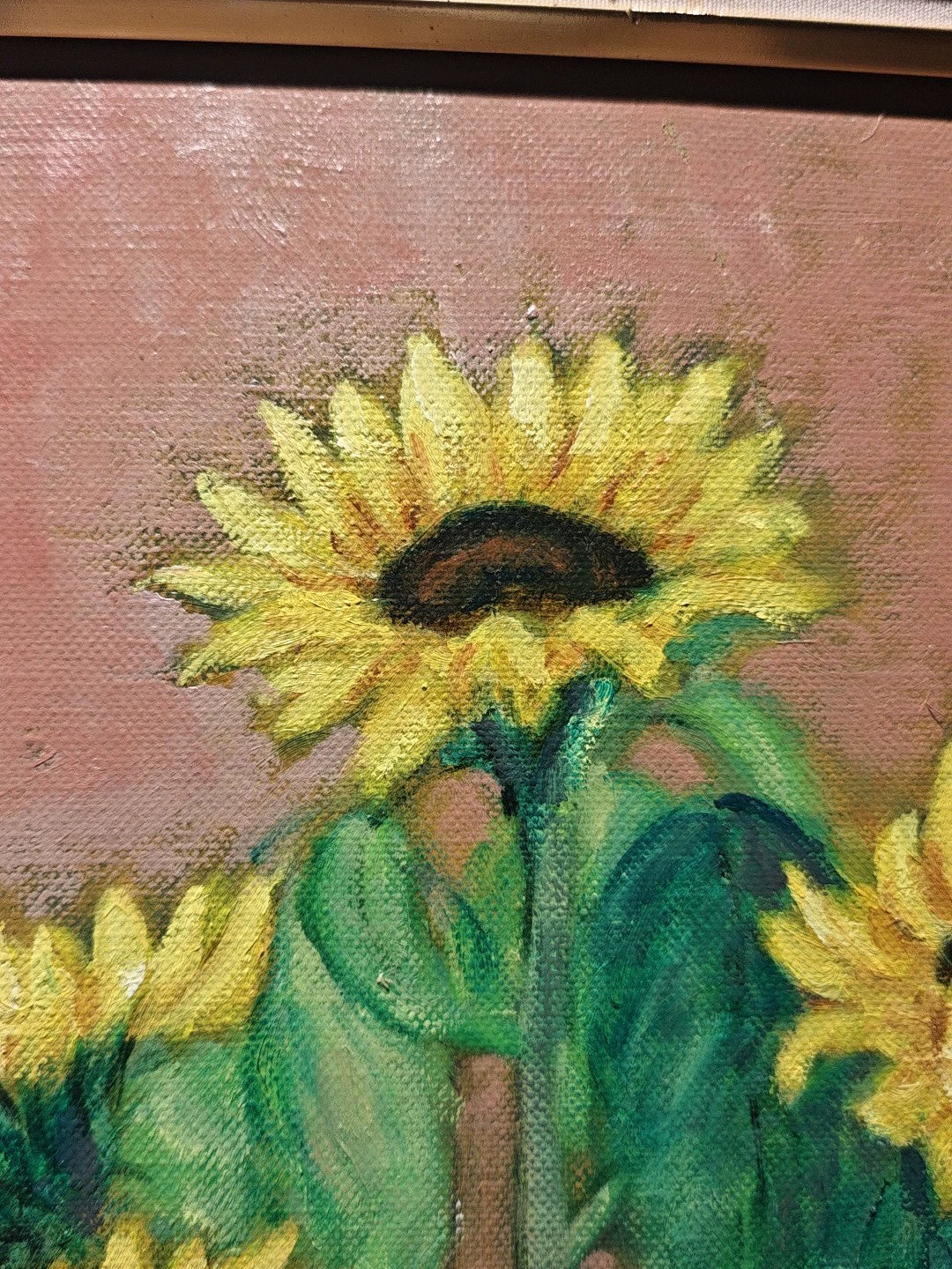 Sunflowers – Framed Oil Painting, Signed S. Shigemi