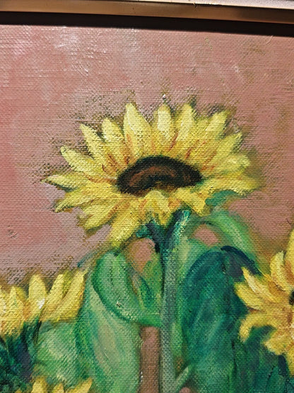 Sunflowers – Framed Oil Painting, Signed S. Shigemi