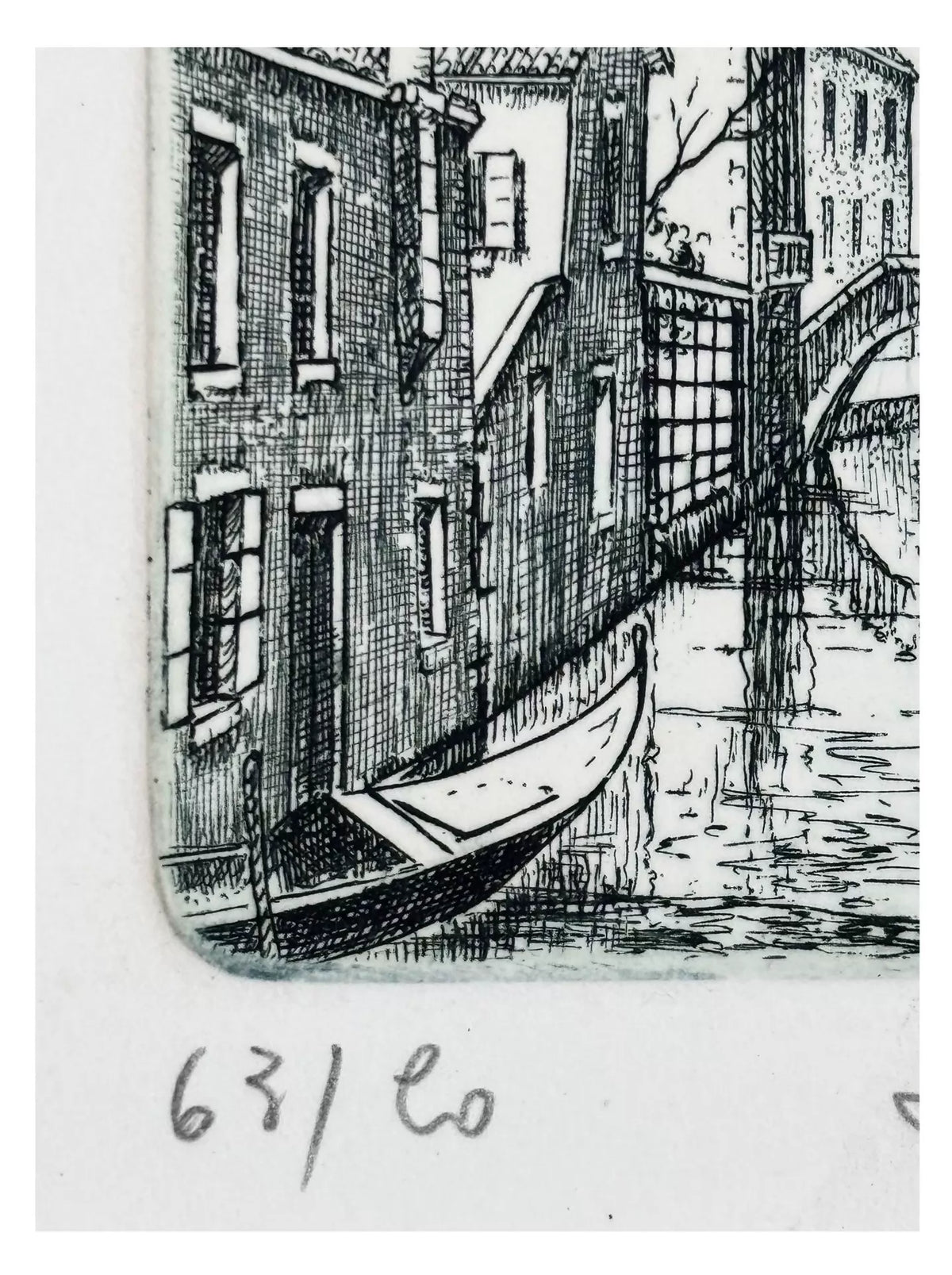 Venice Canal – Miniature Framed Etching – actual item photograph 4