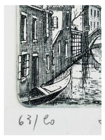 Venice Canal – Miniature Framed Etching – actual item photograph 4