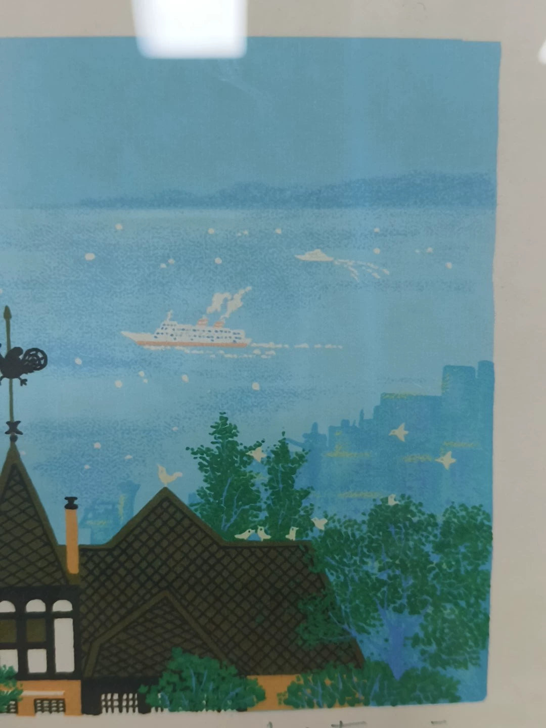 Blue Harbor Landscape – Framed Art Print – detail 3