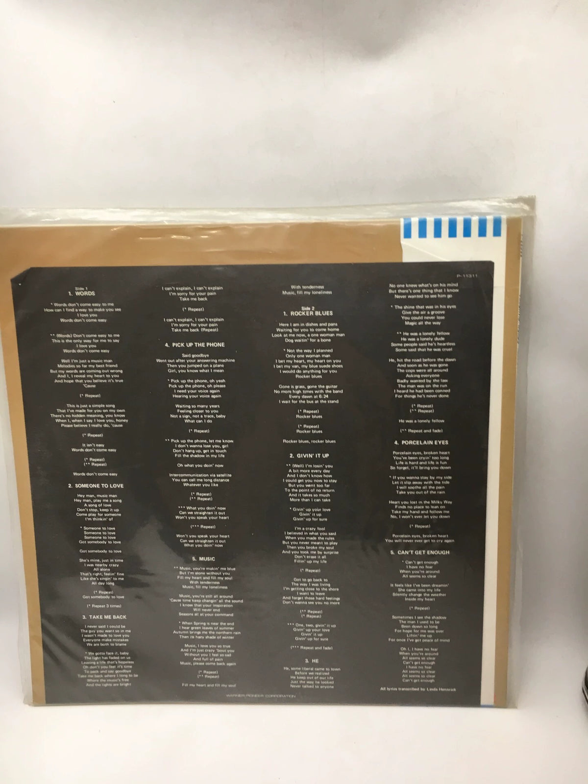 F.R. David – Words; actual item detail