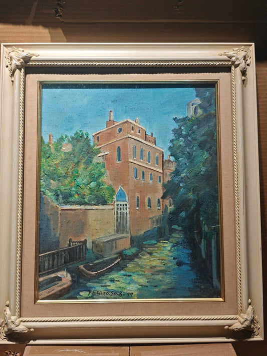 K. Shirasaki – Venice Canal, Oil Painting, 1979