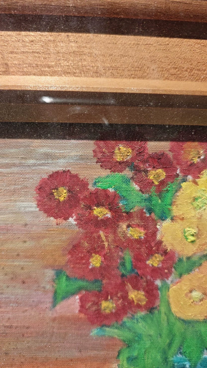 Flowers in a Blue Vase – Framed Painting