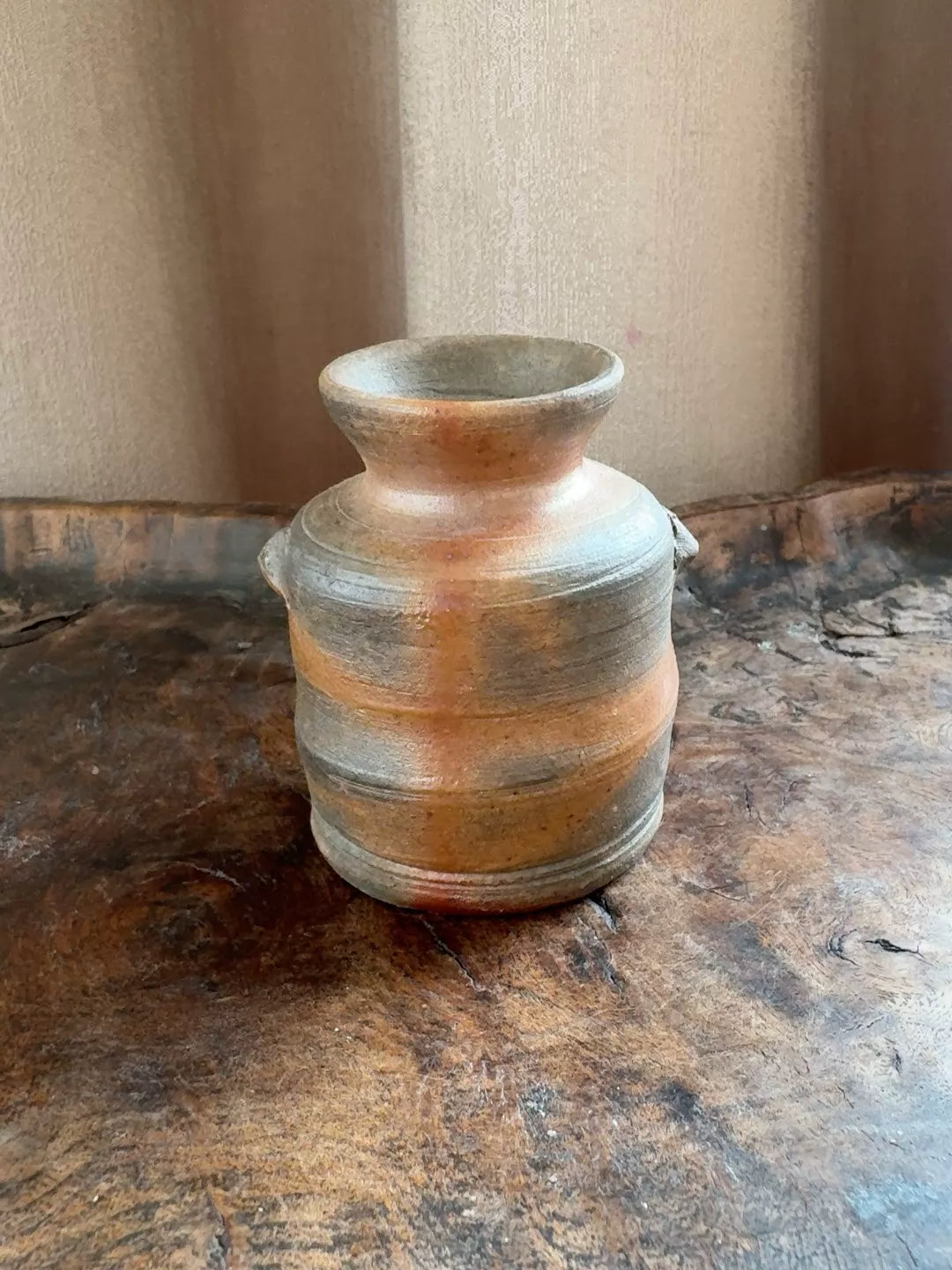 Bizen-Style Twin-Handle Miniature Vase 2