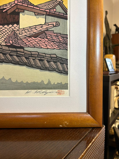 Katsuyuki Nishijima – Japanese Rooftops – Signed Framed Woodcut