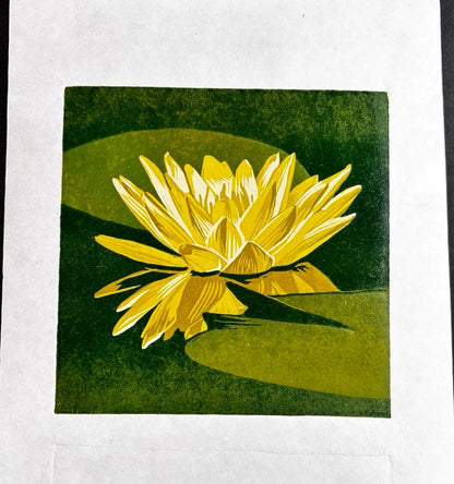 JIMU Lotus — Original Reduction Woodcut