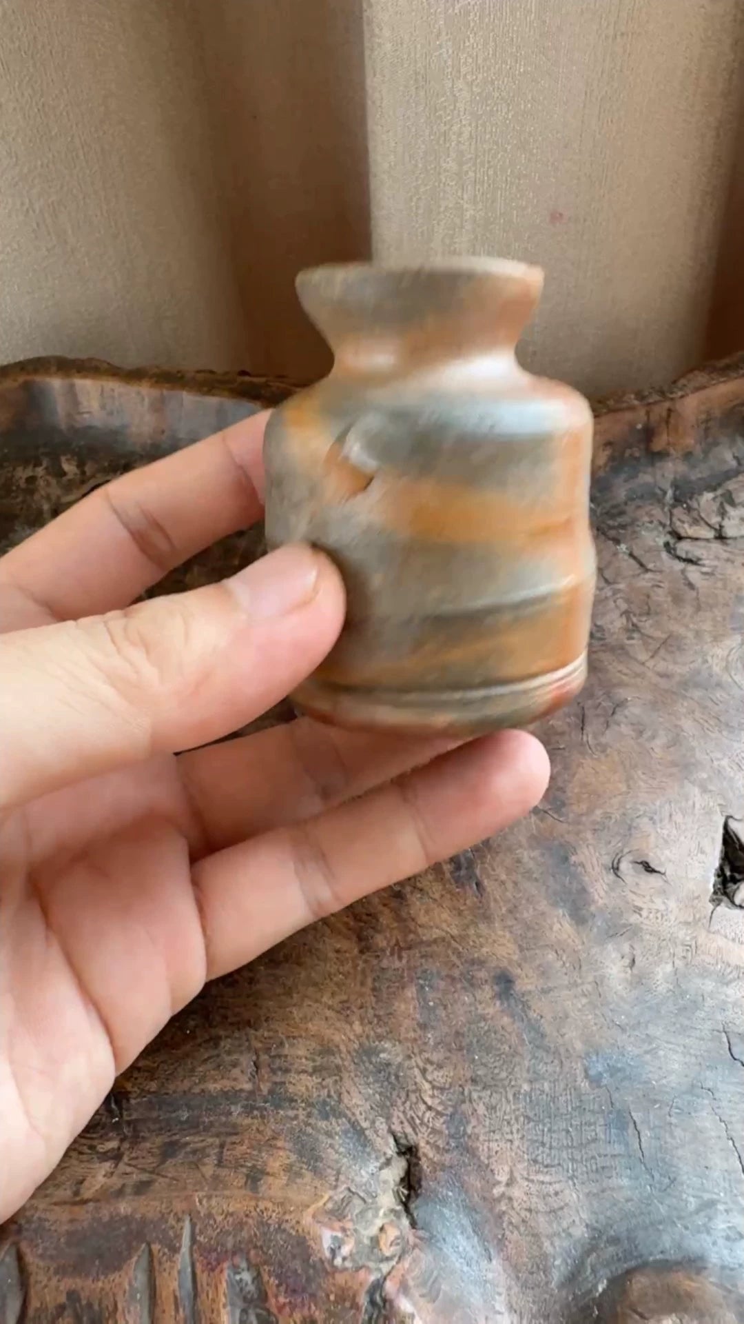 Bizen-Style Twin-Handle Miniature Vase 1