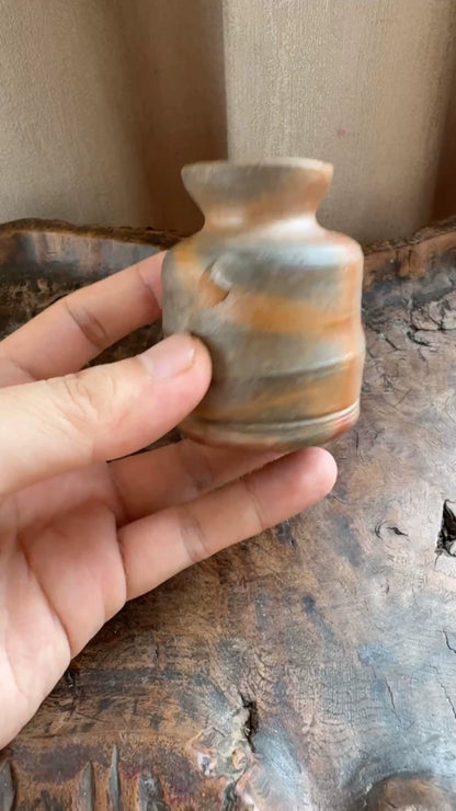Bizen-Style Twin-Handle Miniature Vase 1