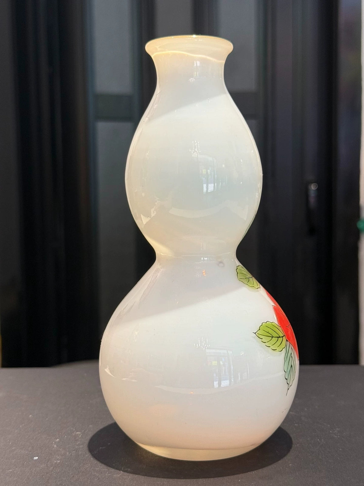 Hand-Painted Floral Glass Gourd Vase 2