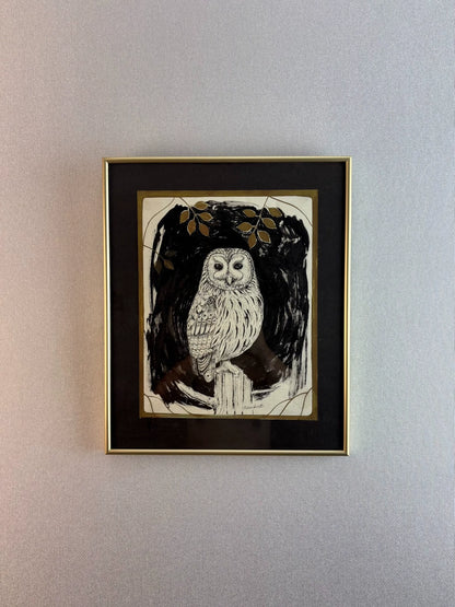 Owl Among Branches – Japanese Framed Print – actual item photograph 1