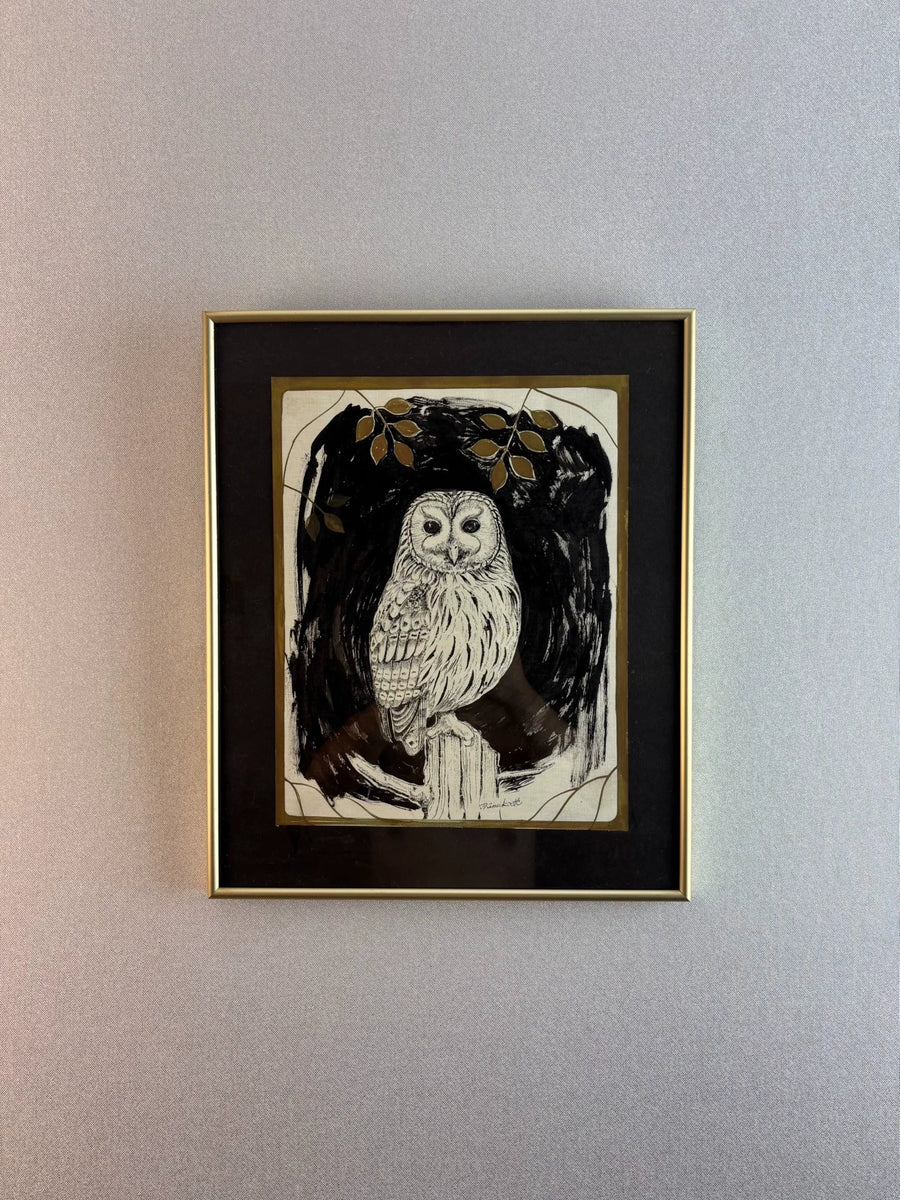 Owl Among Branches – Japanese Framed Print