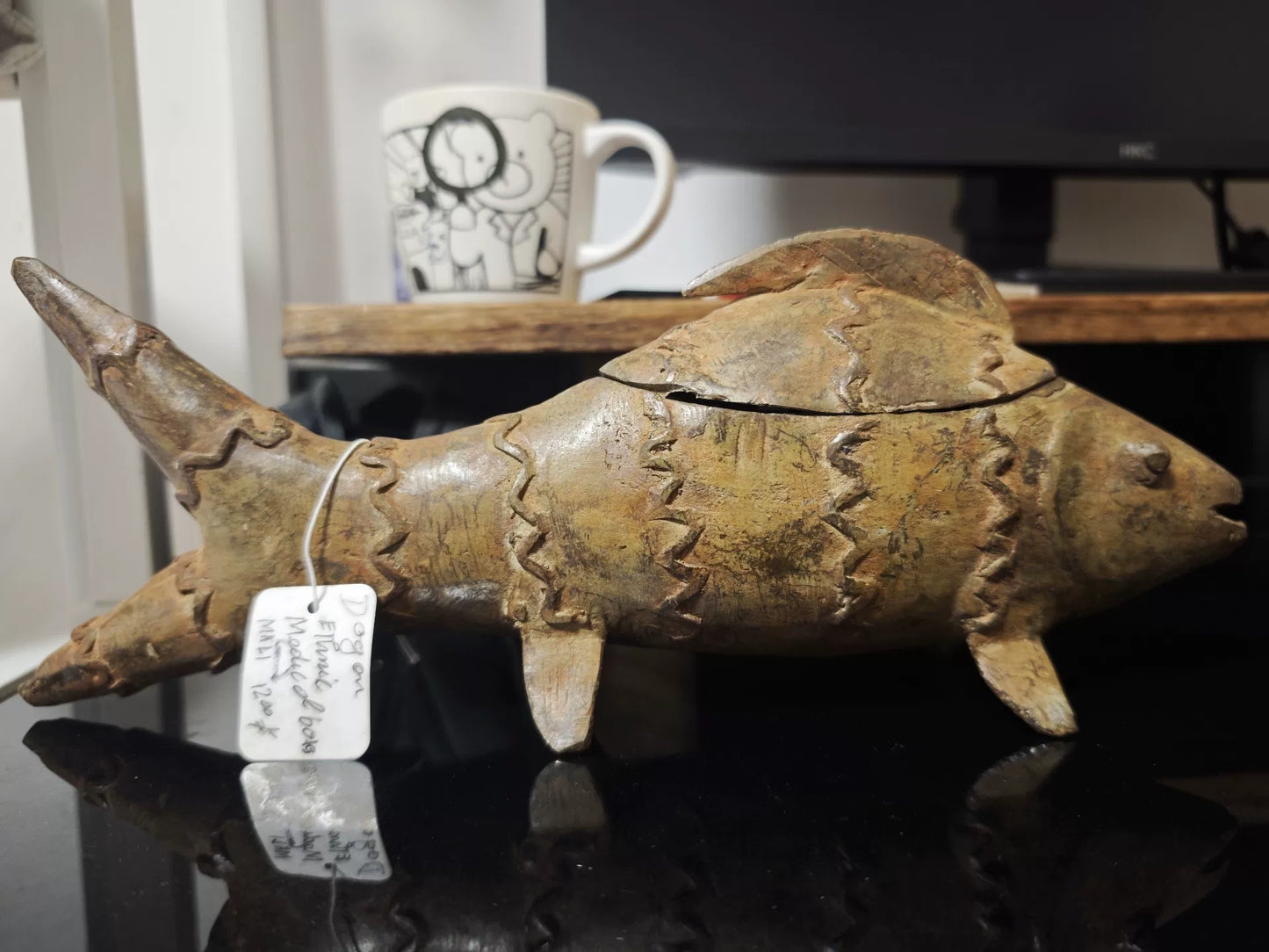 Vintage Mali Hand-Cast Brass Fish Sculpture