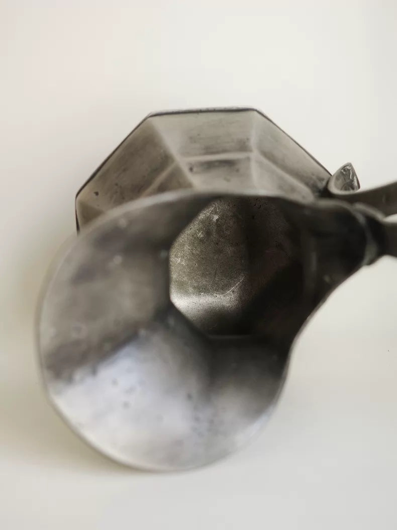 Italian 1970s Art Deco Revival Octagonal Pewter Pitcher – actual product photo 5