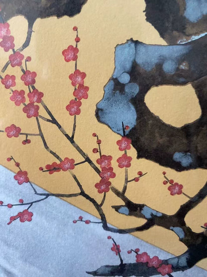 Susumu Maki – Yūkyū Keifuku – Framed Fuji and Plum Screenprint