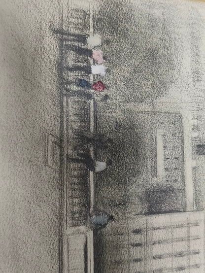 村田鹿治 – Paris Landscape Drawing – Framed