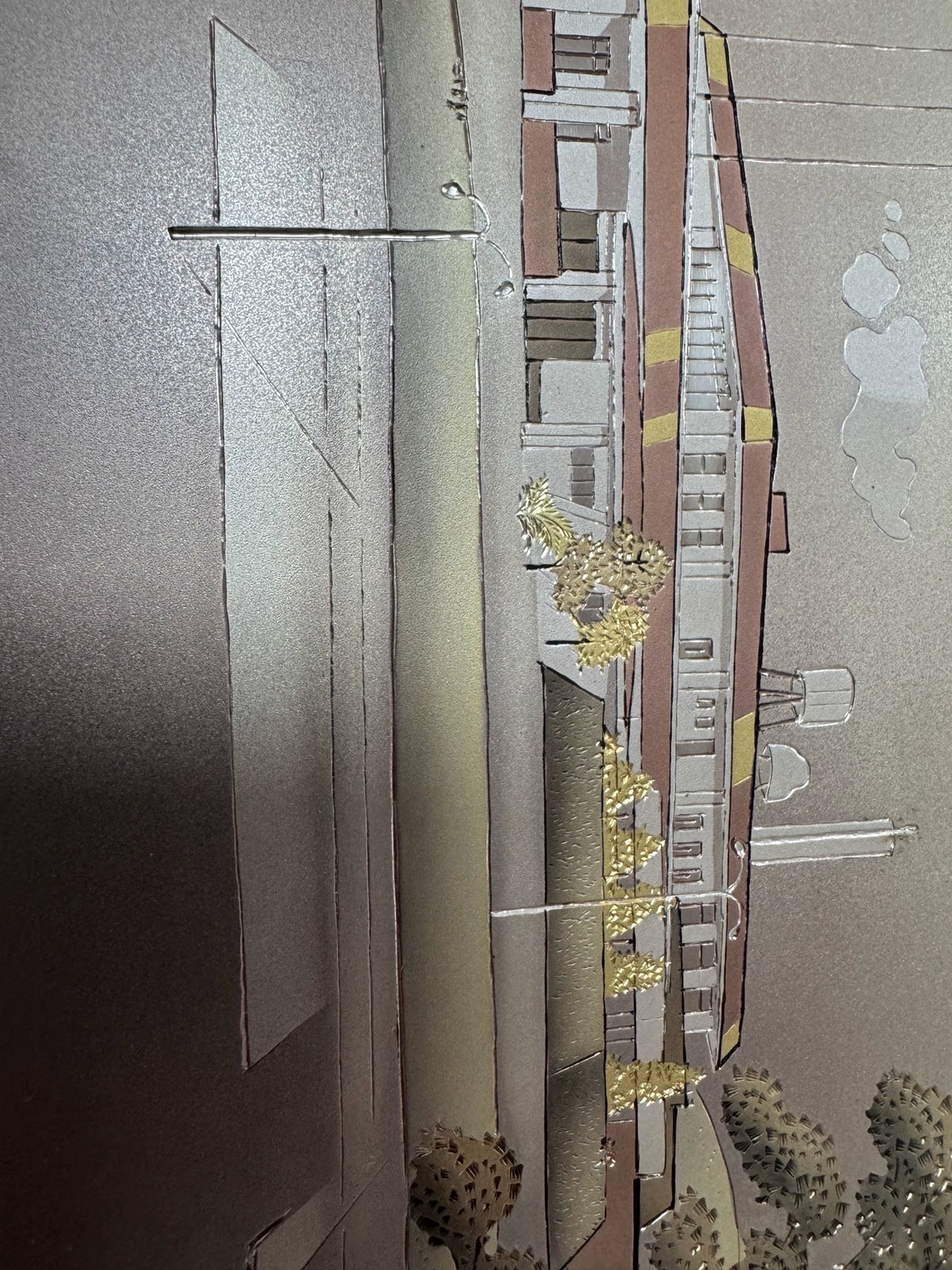 Architectural Street Scene – Japanese Metal Art Panel – detail 4