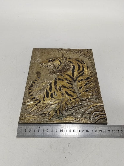 Tiger and Bamboo – Japanese Vintage Metal Relief Panel – detail 9